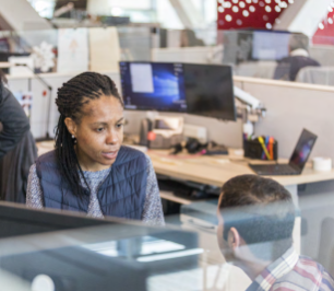 Two Gilead employees speaking
